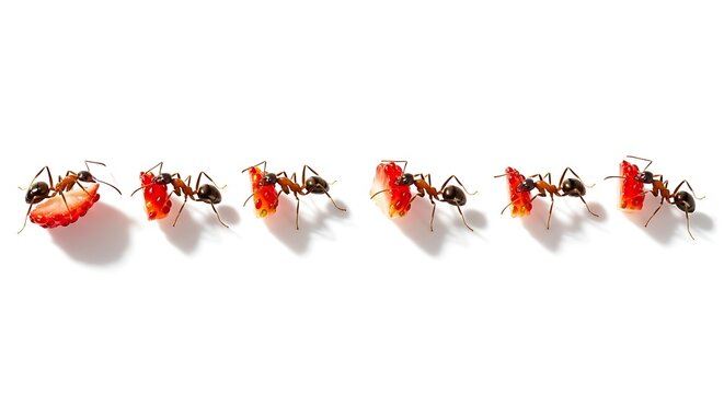 Colorful fishing flies in a row.