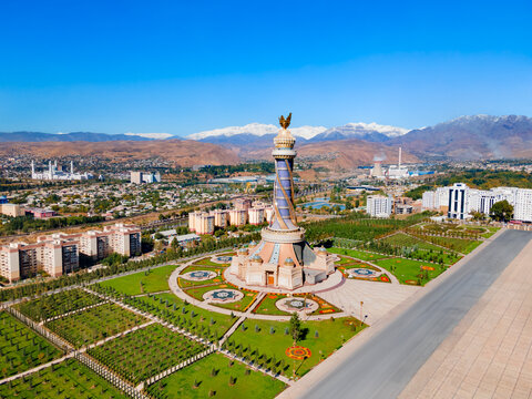The Istiklol complex aerial panoramic view, Tajikistan