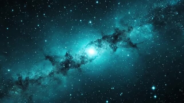 Cosmic nebula swirls in deep space with stars and celestial bodies