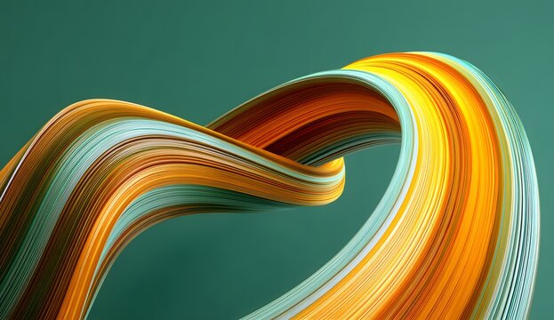 Abstract flowing colorful ribbons twisting and swirling creating a dynamic and vibrant visual spectacle with smooth gradients and fluid motion in a studio setting.