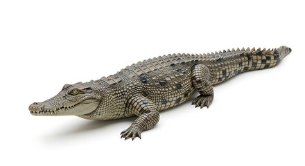Fototapeta premium Crocodile toy model on white background.