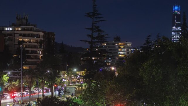 Chile Las Condes High Traffic dawn morning time lapse winter autumn