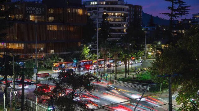 Chile Las Condes High Traffic dawn morning time lapse winter autumn