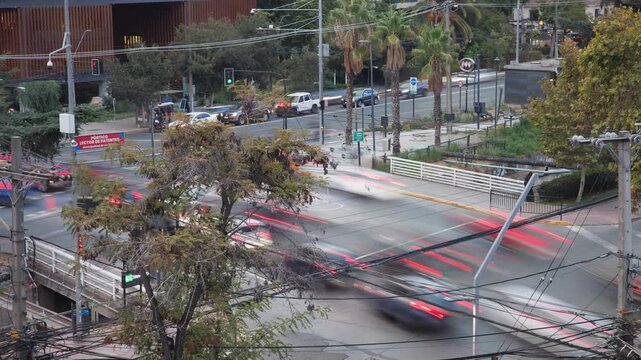 Chile Las Condes High Traffic dawn morning time lapse winter autumn
