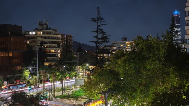 Chile Las Condes High Traffic dawn morning time lapse winter autumn