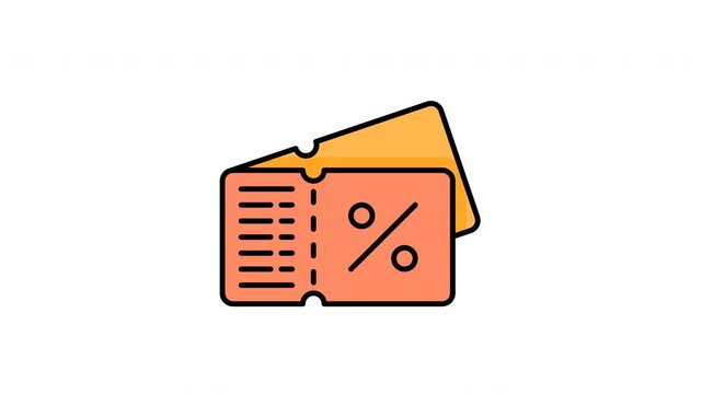 Animated Coupons in filled line icon style, suitable for ecommerce, retail, online shopping concept illustrations