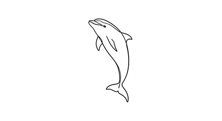 Fototapeta premium Dolphin jumping out of water illustration.
