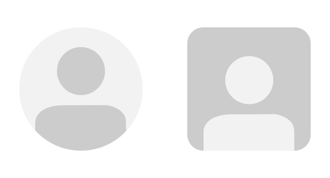 Vector flat illustration in grayscale. Two profiles round and square. Avatar, user profile, face icon, profile picture. Suitable for social media profiles, icons, splash screens and as a template.