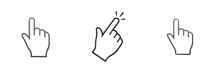 Fototapeta premium A pointing hand cursor icon isolated on white background high resolution for digital and web user interface design and software technology advertising and internet navigation concepts visual asset