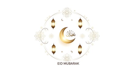 Fototapeta premium Eid Mubarak Islamic Holiday Greeting Card.