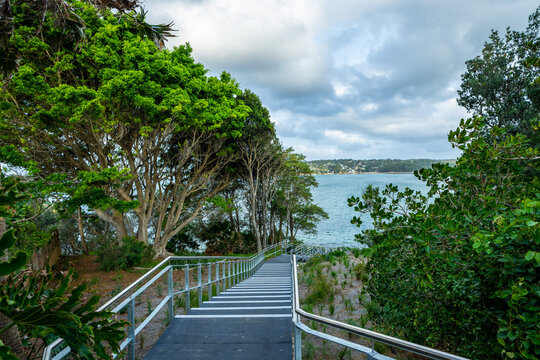 Waterfront walking path at Hungry Point Walk in Cronulla, Sydney, Australia