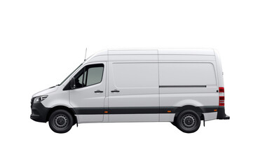 Fototapeta premium White commercial cargo van delivering goods on transparent background
