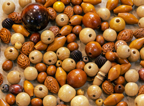 Wooden decorative jewellery brown beads craft pile pattern