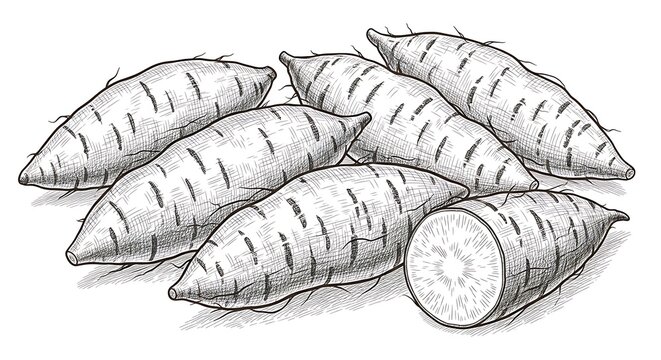 Fresh Burdock Root Vegetables Illustration.