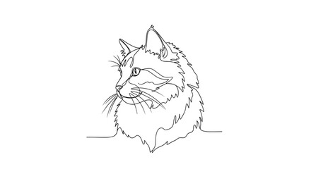 Obraz premium Siberian cat head portrait line art on white background