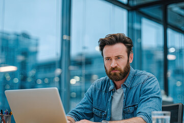 Fototapeta premium Business man at work in modern office 