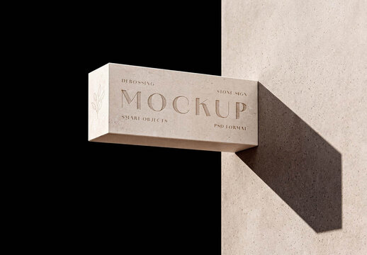Stone Sign Logo Mockup &ndash; Debossing Branding Presentation (PSD)