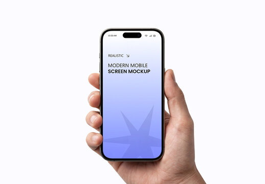 Close-up of Man Holding Mobile Phone Mockup