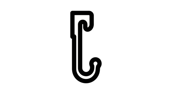 Minimalist carabiner icon on white background