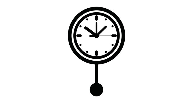 Simple pendulum clock icon on white background
