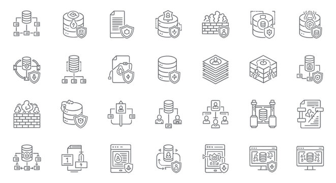 Industrial icons, factory symbols, manufacturing signs, machinery graphics