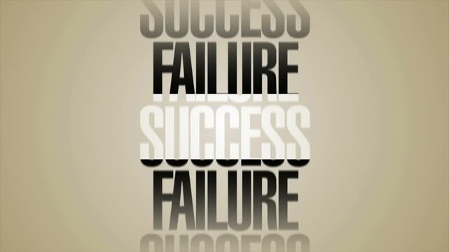 Motivational success and failure typography animation concept, inspiring mindset message background, business growth mindset, perseverance, resilience, modern minimal text design 4k video frame