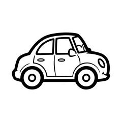 Obraz premium Outline of a simple car in cartoon style minimal detail vehicle design Vector illustration