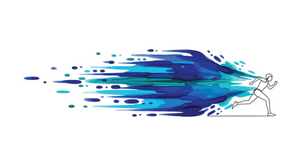 Fototapeta premium Speed, motion, abstract, blue, runner icon, athletic, dynamic movement, vector graphic