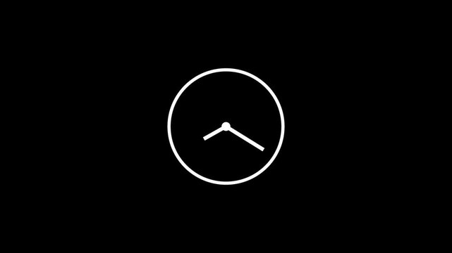 clock icon 24 hours day fast speed. clock timer neon light white color animation 4k video.