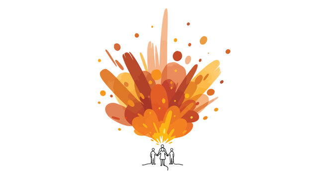 Explosion, Fireworks, Orange, Vector, Abstract Background, Blazing Embers, Colorful Burst