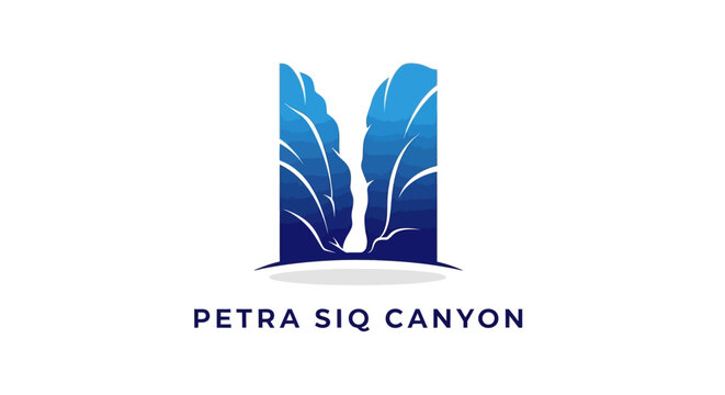 Abstract Petra Siq Canyon Logo Representing Ancient Jordanian Historical Site.