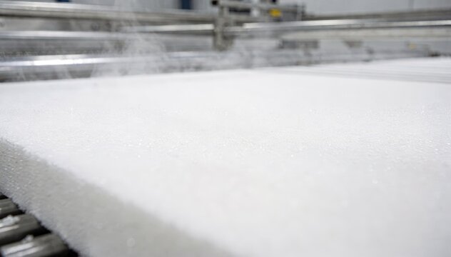 Closeup medium shot of bright highreflectance pulp drying under controlled conditions emphasizing the cleanliness and quality needed for regenerated fiber manufacturing.