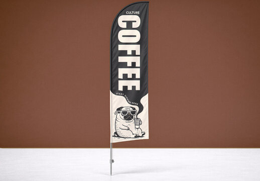 Vertical Feather Flag Mockup