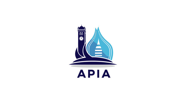 API A Logo - Modern Design with Lighthouse and Water Drop Elements.
