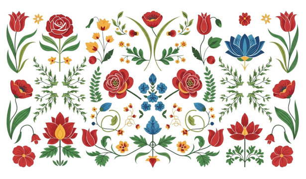 Mughal floral pattern vector set motif arabesque design illustration