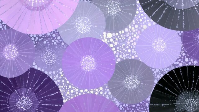 Abstract purple, violet and lilac floral pattern moving in a seamless and relaxing animation