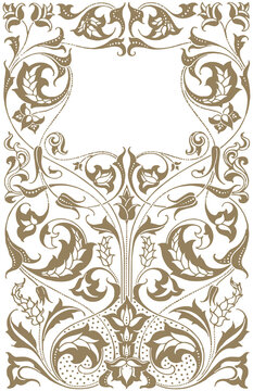 Vintage Art Nouveau Floral Frame Border &ndash; Ornamental Botanical Scrollwork Decorative Frame PNG