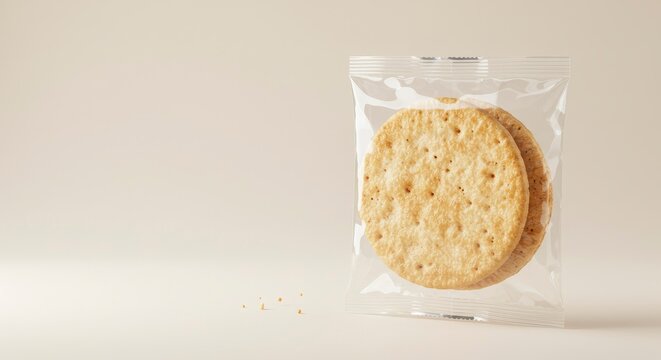 Packaged Round Crackers on a Light Background