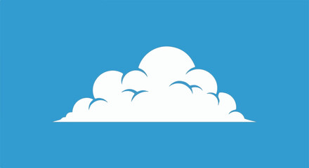 Fototapeta premium A stylized white cloud with curved edges floats against a bright blue sky