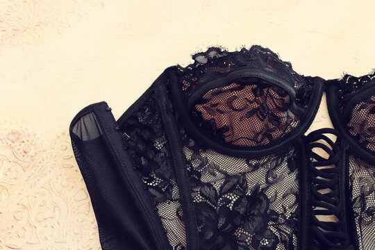 image of black lace lingerie corset