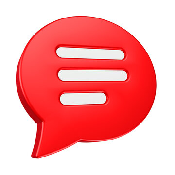 chat icon 3d render red bubble