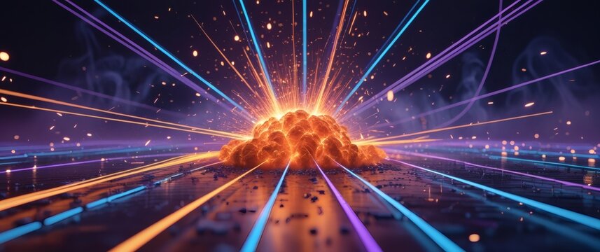 A vibrant explosion of colorful lights in space