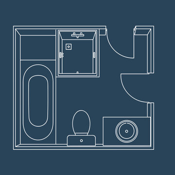 Small bathroom interior design plan.