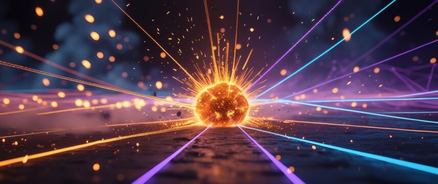 A bright explosion in space with colorful lights