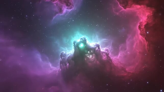 Cosmic nebula swirls vibrant colors and celestial patterns in space