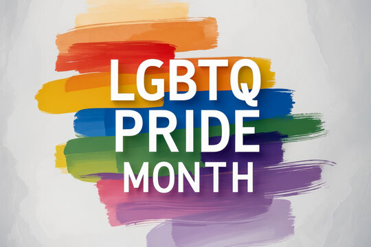 Banner poster postcard LGBTQ pride month rainbow flag rights homosexuals and bisexuals AI Generative