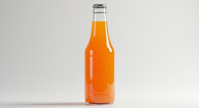 Refreshing Orange Soda in Glass Bottle