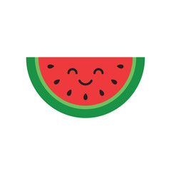 Fototapeta premium Cute Kawaii Watermelon Slice Illustration with Smiling Face