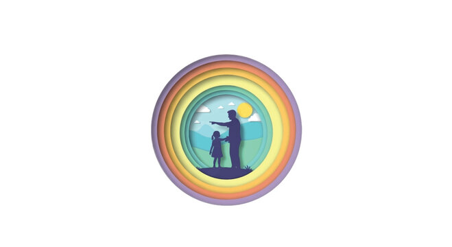 Rainbow, Family, Silhouette, Icon, Vector