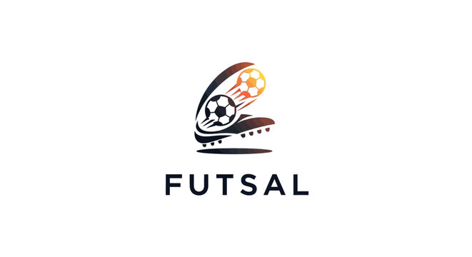 Dynamic Futsal Logo Depicting a Soccer Ball Kicked with Speed.